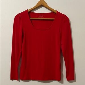 RACHEL ZOE Pima Cotton Modal Scoop Neck Long Sleeve Puffed Shoulder Women’s XS